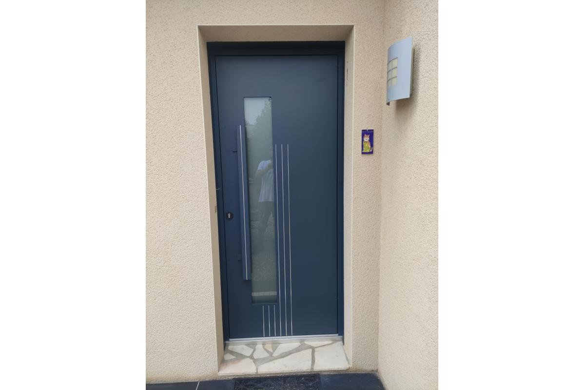 Porte d'entrée Aluminium  modèle MAHJONG 85, Gris foncé RAL 7016